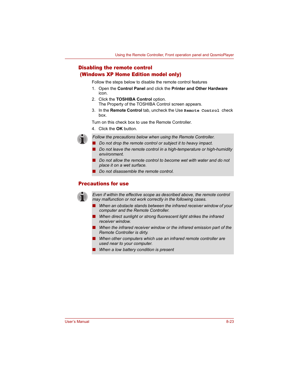 Precautions for use | Toshiba Qosmio G20 (PQG20) User Manual | Page 157 / 264