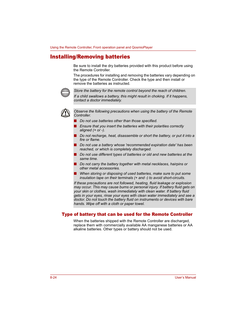 Installing/removing batteries, Installing/removing batteries -24 | Toshiba Qosmio G20 (PQG20) User Manual | Page 158 / 264