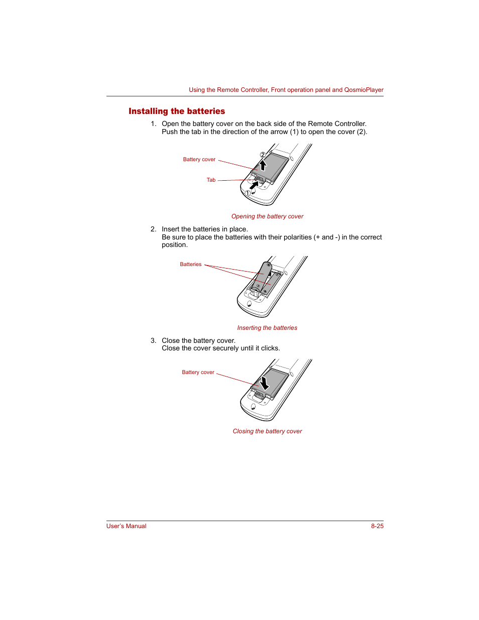 Installing the batteries, Installing the batteries -25 | Toshiba Qosmio G20 (PQG20) User Manual | Page 159 / 264