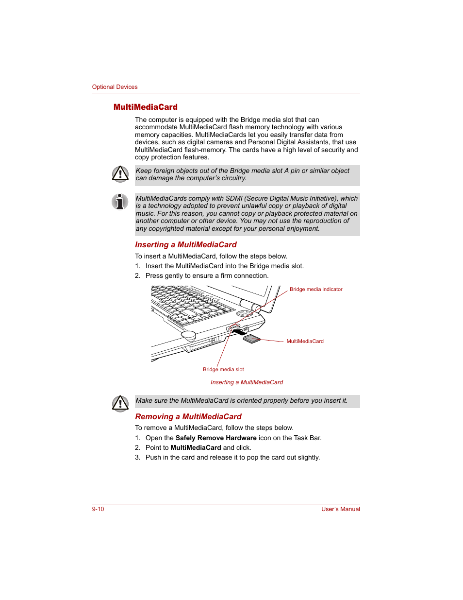 Multimediacard, Multimediacard -10 | Toshiba Qosmio G20 (PQG20) User Manual | Page 174 / 264