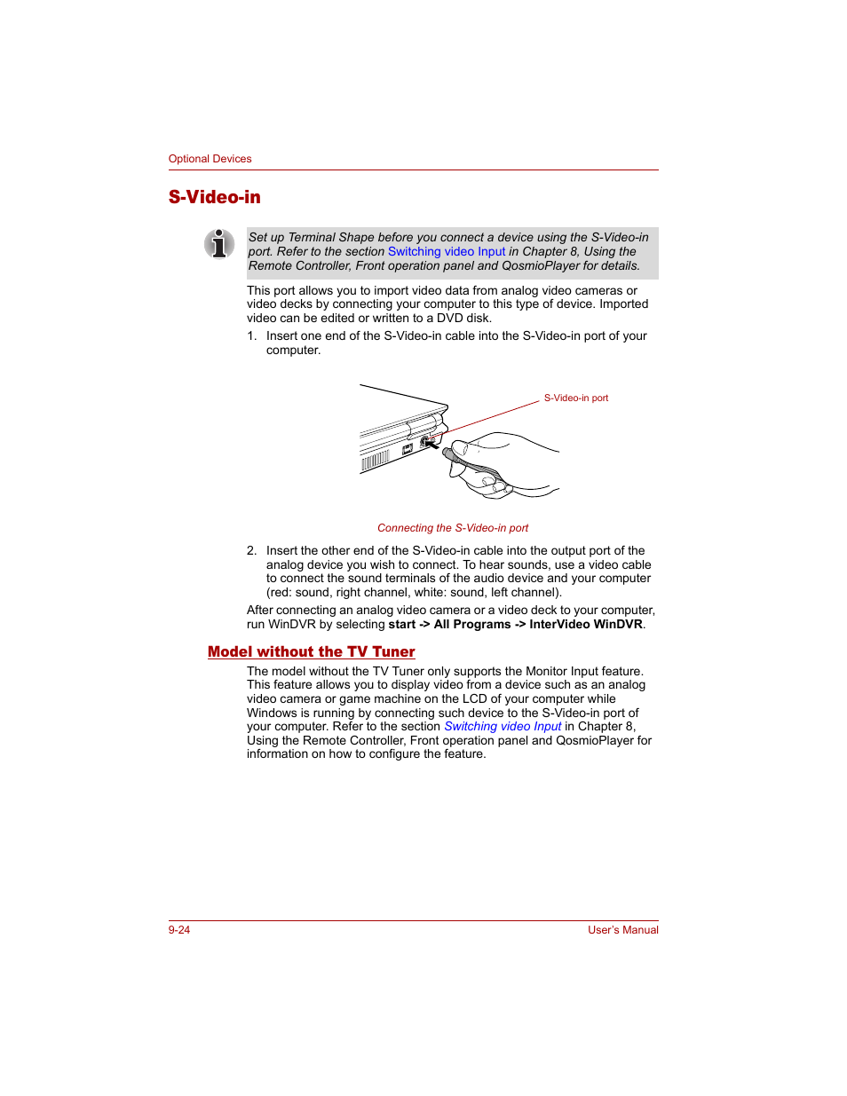 S-video-in, Model without the tv tuner, S-video-in -24 | Model without the tv tuner -24 | Toshiba Qosmio G20 (PQG20) User Manual | Page 188 / 264