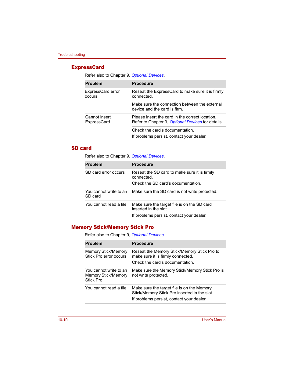 Expresscard, Sd card, Memory stick/memory stick pro | Toshiba Qosmio G20 (PQG20) User Manual | Page 202 / 264