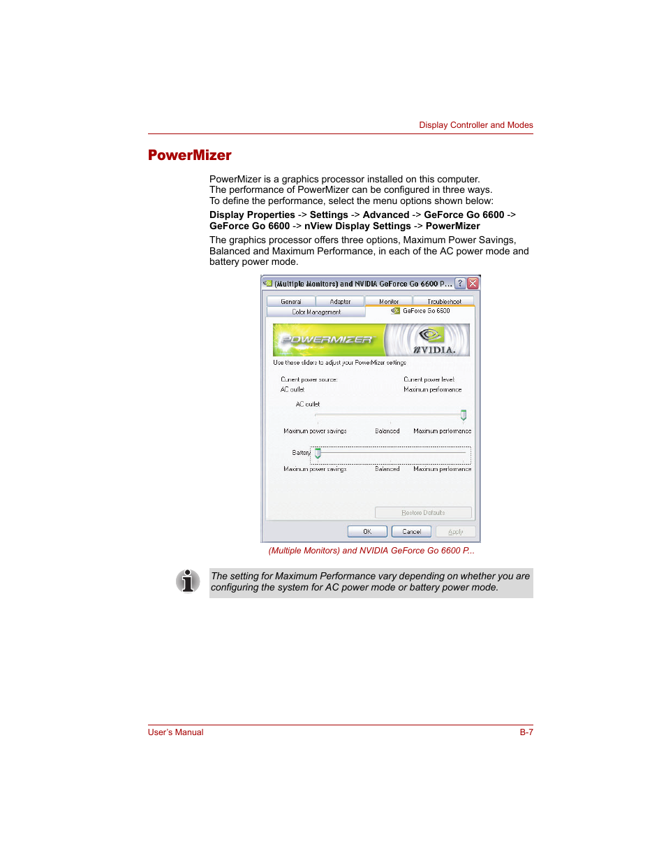 Powermizer | Toshiba Qosmio G20 (PQG20) User Manual | Page 219 / 264