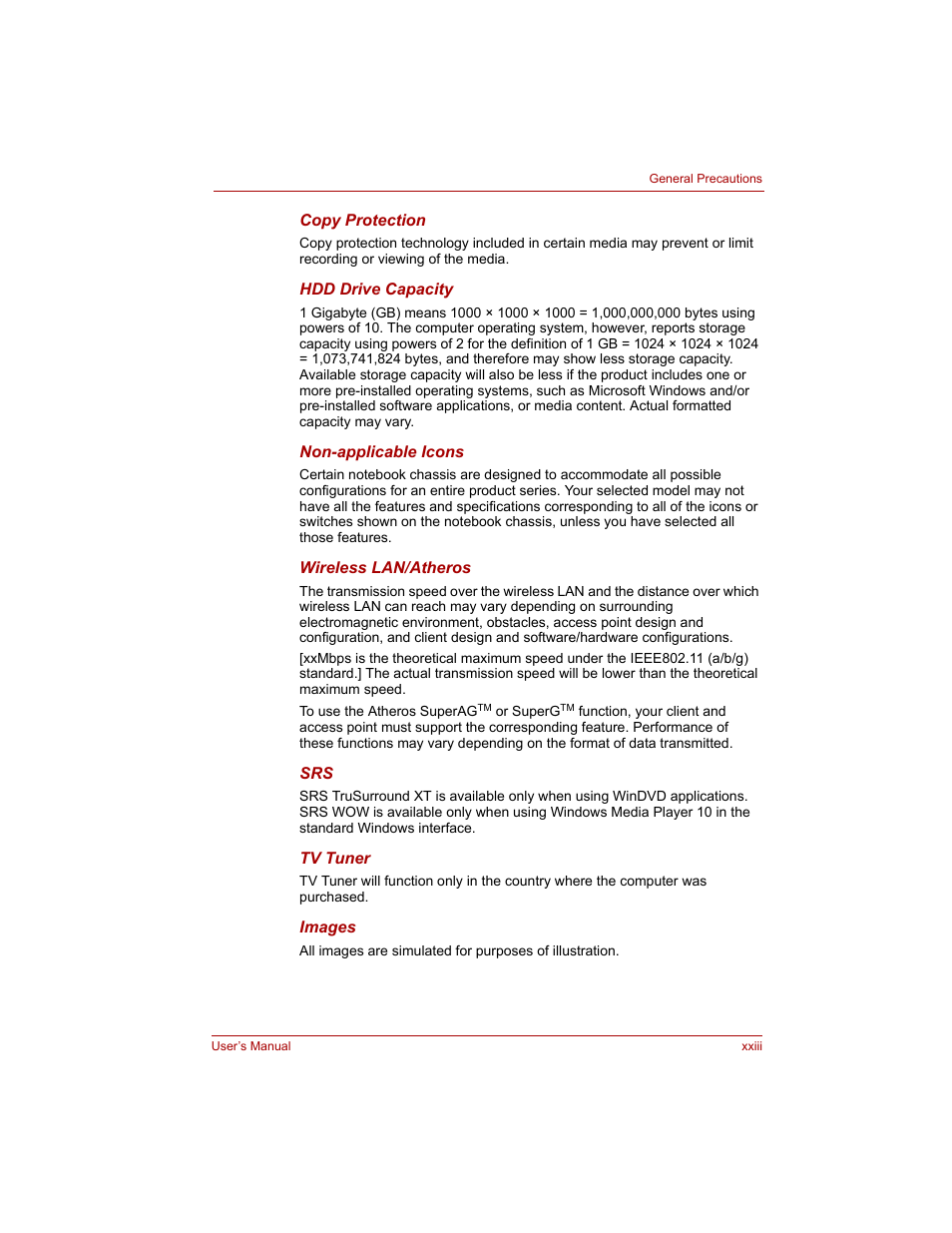 Toshiba Qosmio G20 (PQG20) User Manual | Page 23 / 264