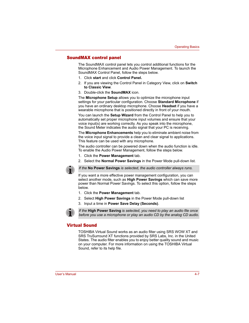 Soundmax control panel, Virtual sound, Soundmax control panel -7 virtual sound -7 | Toshiba Qosmio G20 (PQG20) User Manual | Page 79 / 264