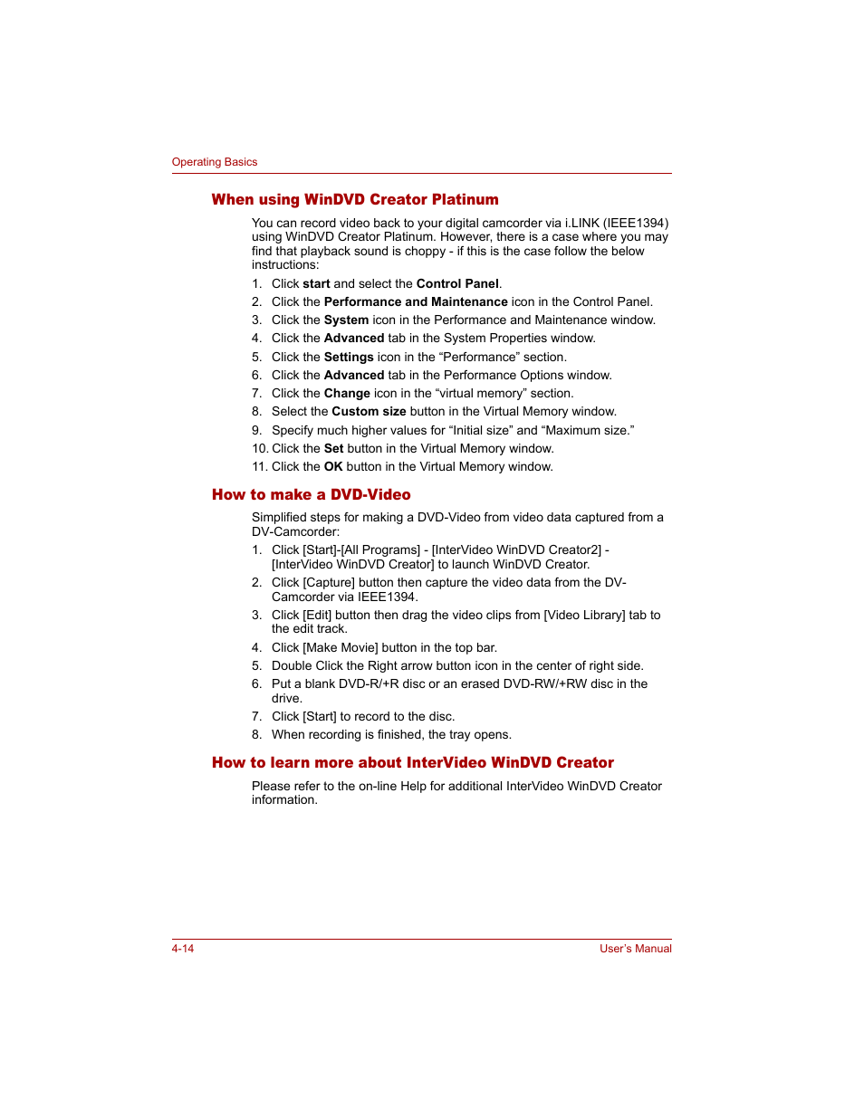 When using windvd creator platinum, How to make a dvd-video, How to learn more about intervideo windvd creator | Toshiba Qosmio G20 (PQG20) User Manual | Page 86 / 264