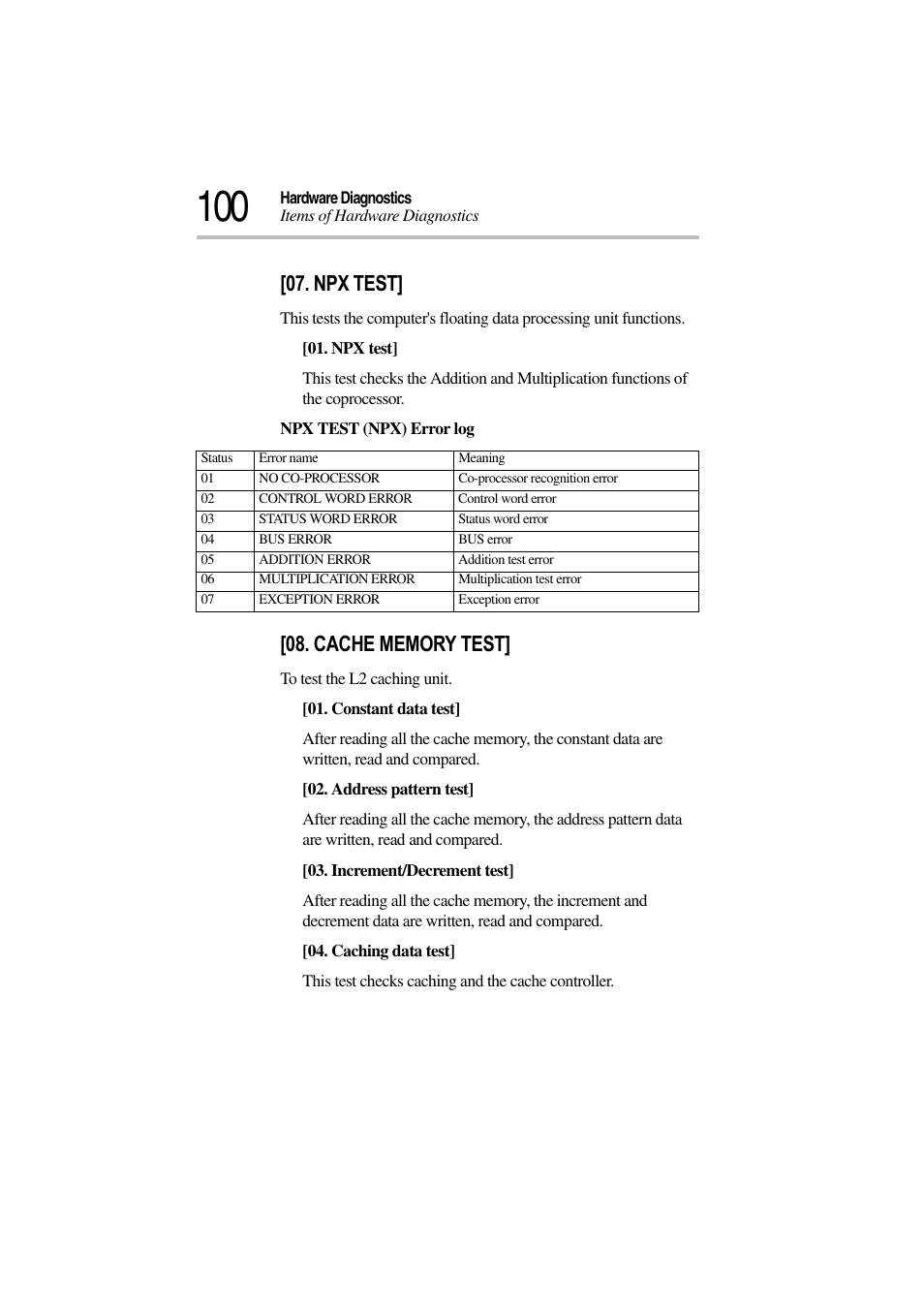 Npx test | Toshiba Magnia 3310 User Manual | Page 104 / 132