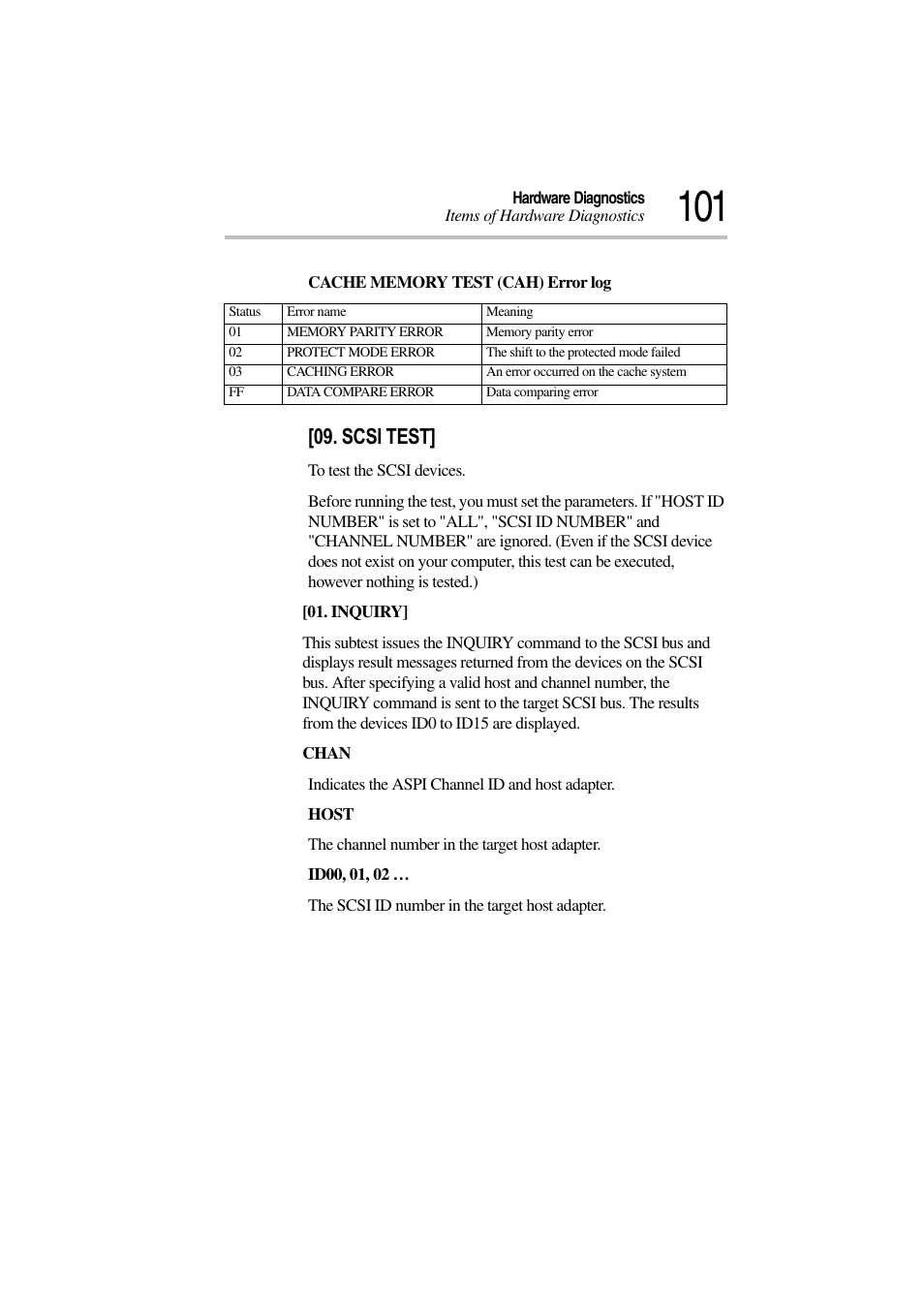 Scsi test | Toshiba Magnia 3310 User Manual | Page 105 / 132