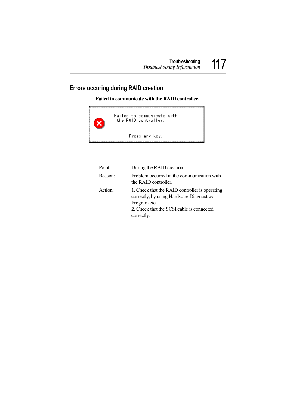 Errors occuring during raid creation | Toshiba Magnia 3310 User Manual | Page 121 / 132