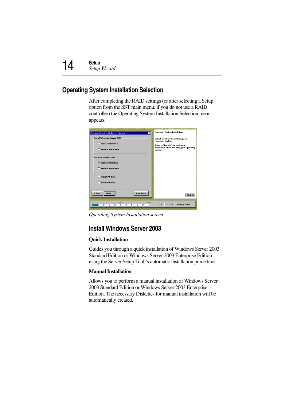 Operating system installation selection | Toshiba Magnia 3310 User Manual | Page 18 / 132