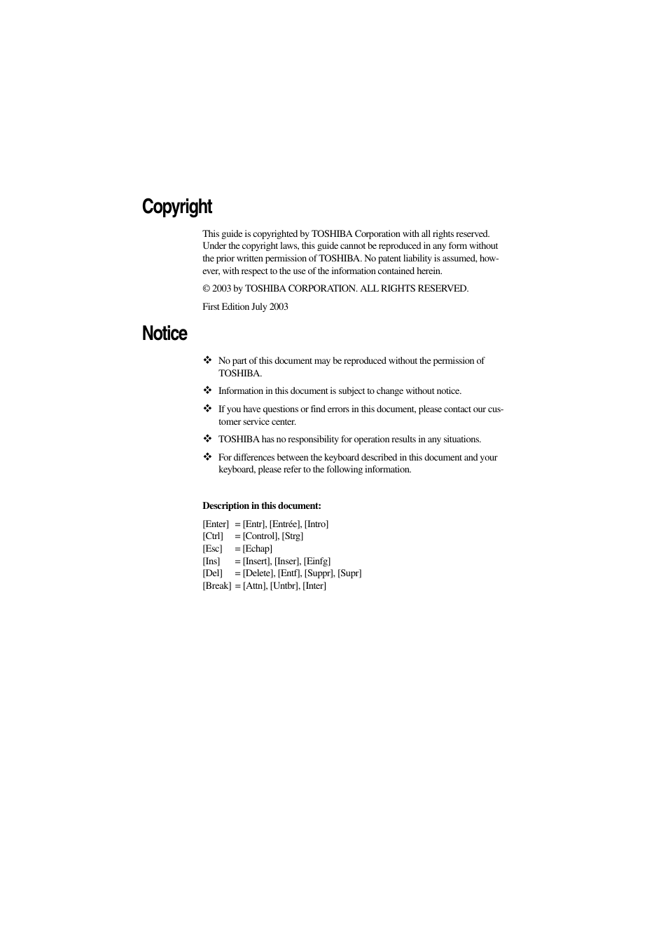 Copyright, Notice | Toshiba Magnia 3310 User Manual | Page 2 / 132