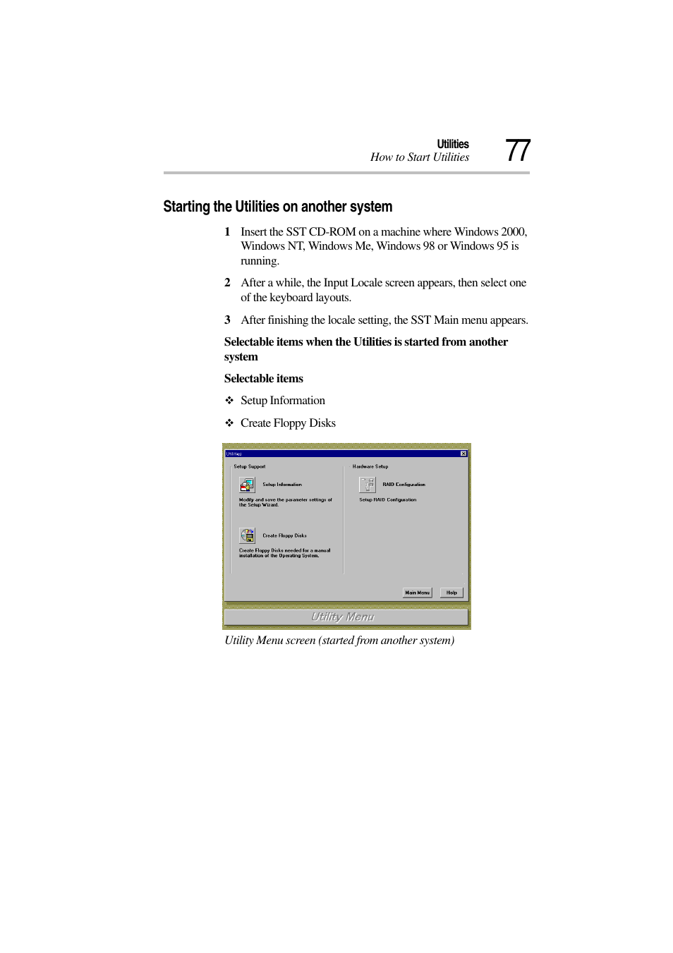 Starting the utilities on another system | Toshiba Magnia 3310 User Manual | Page 81 / 132