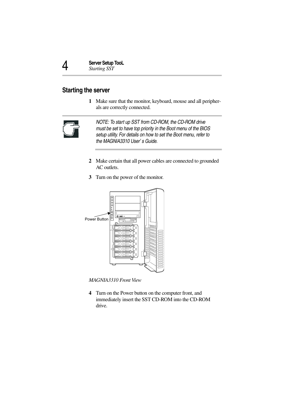 Starting the server | Toshiba Magnia 3310 User Manual | Page 9 / 132