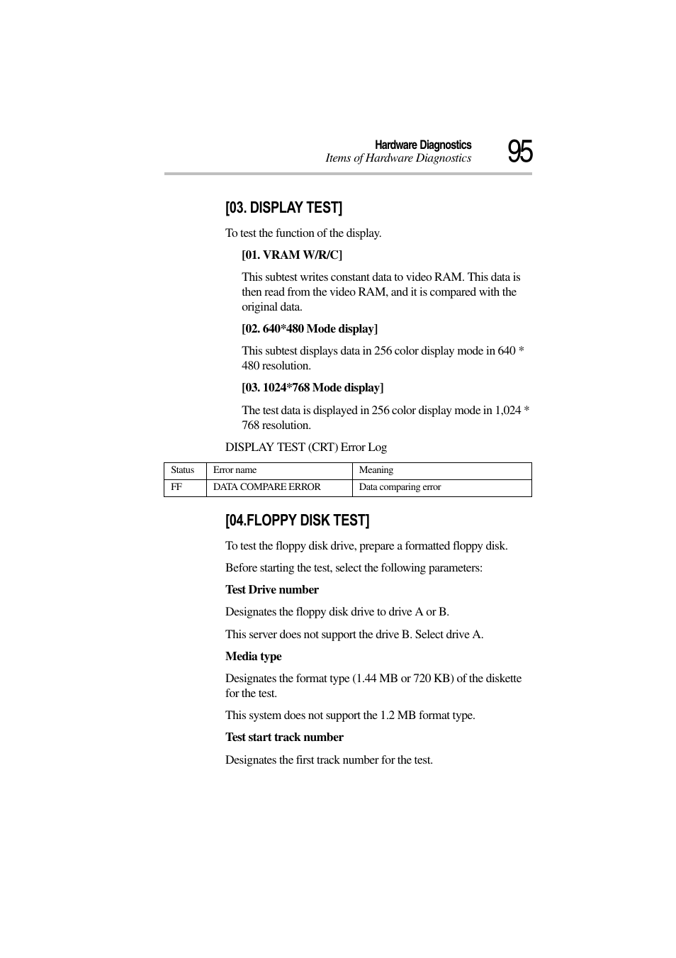 Display test, Floppy disk test | Toshiba Magnia 3310 User Manual | Page 99 / 132