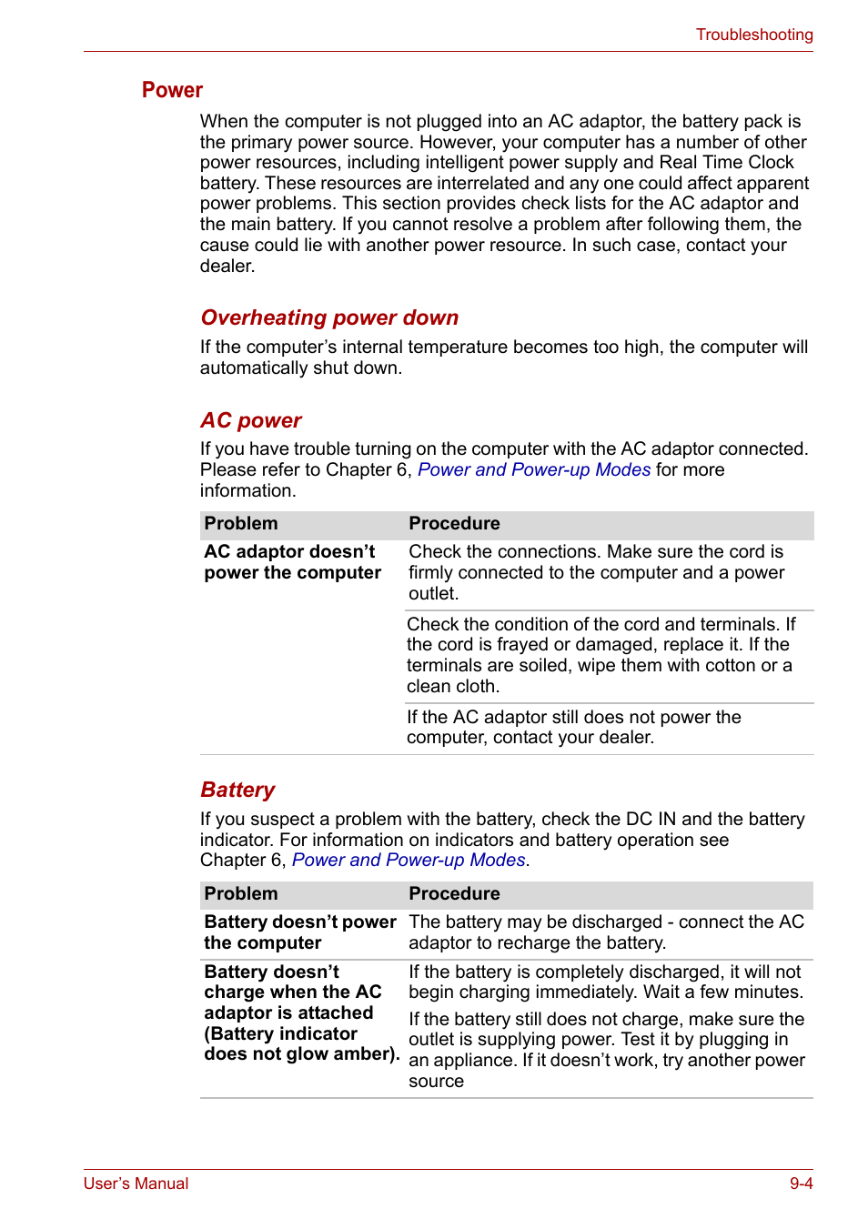 Power | Toshiba NB200 User Manual | Page 101 / 138