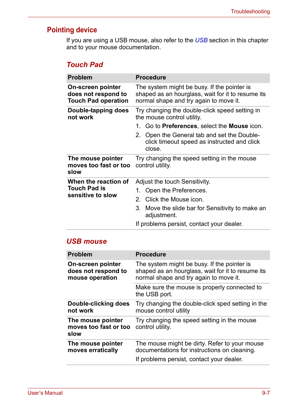 Pointing device | Toshiba NB200 User Manual | Page 104 / 138