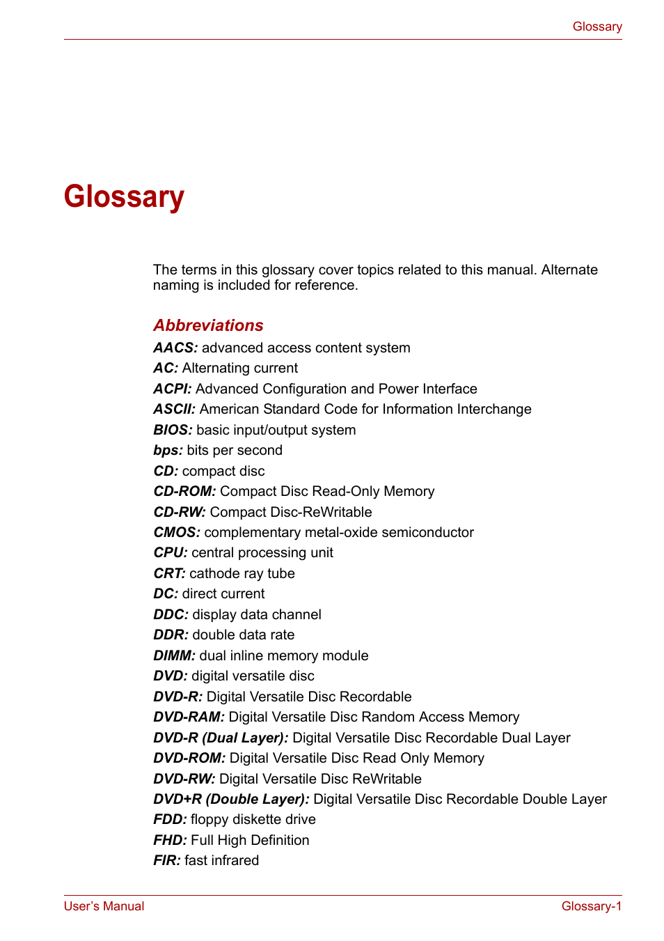 Glossary | Toshiba NB200 User Manual | Page 121 / 138