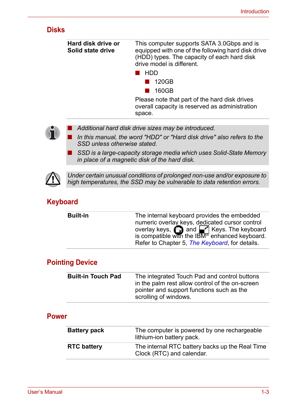 Disks keyboard pointing device power | Toshiba NB200 User Manual | Page 19 / 138