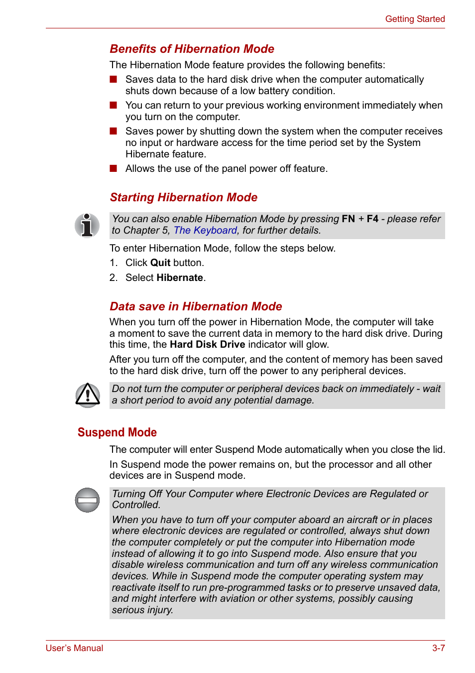 Suspend mode | Toshiba NB200 User Manual | Page 40 / 138