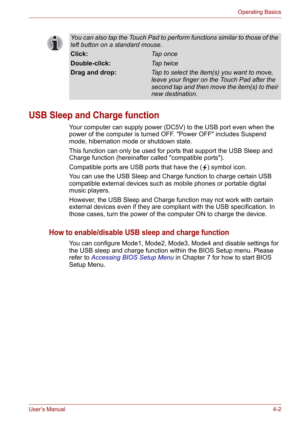 Usb sleep and charge function, Usb sleep and charge function -2, Usb sleep and | Toshiba NB200 User Manual | Page 51 / 138