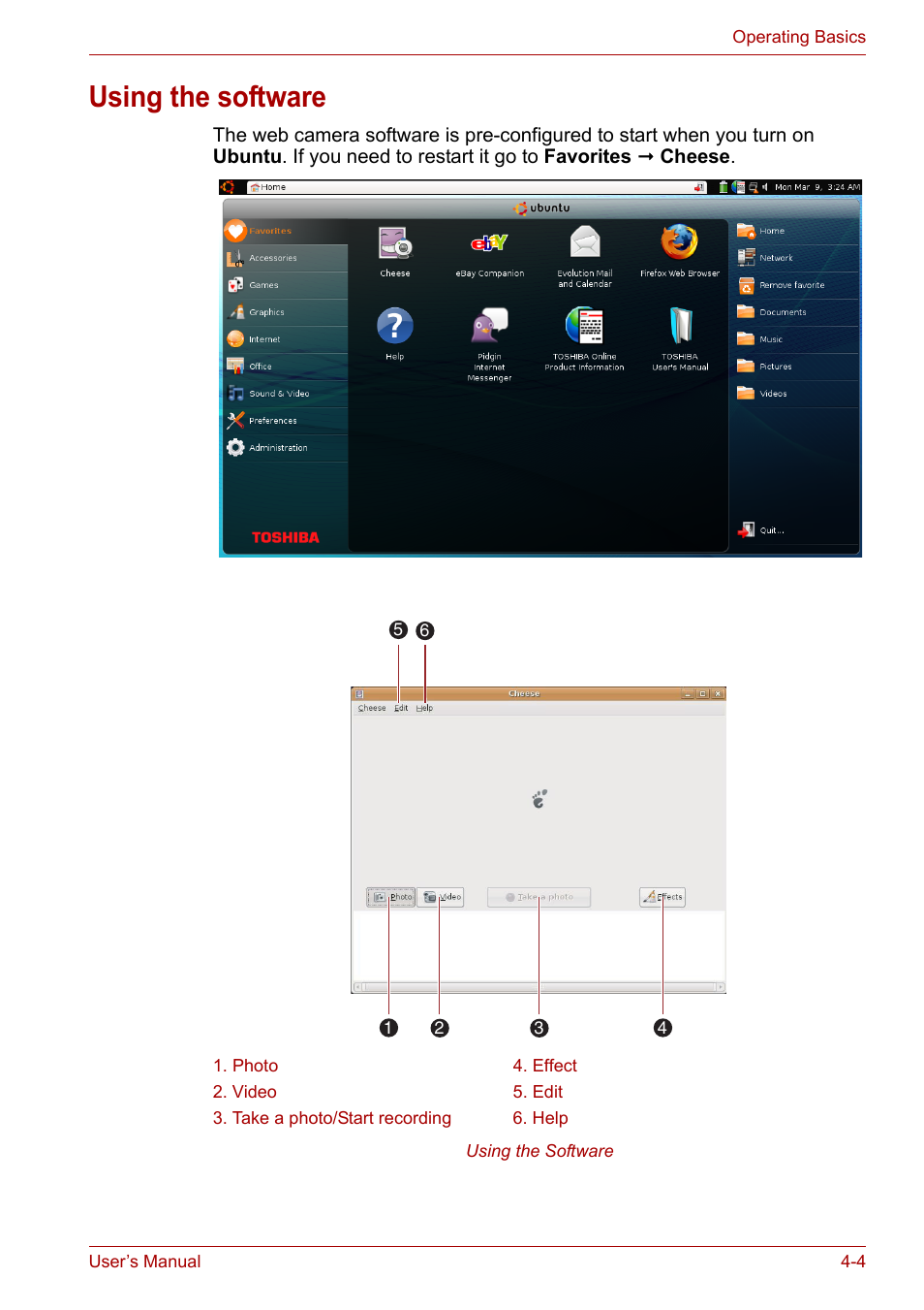 Using the software, Using the software -4 | Toshiba NB200 User Manual | Page 53 / 138