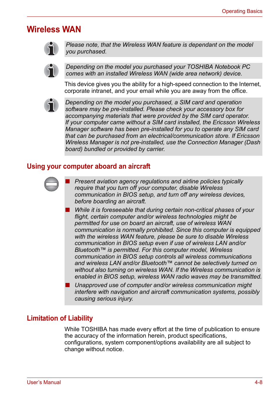 Wireless wan, Wireless wan -8 | Toshiba NB200 User Manual | Page 57 / 138
