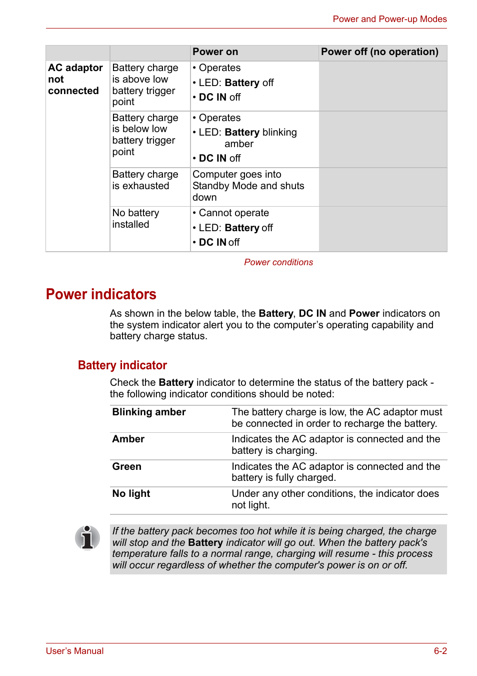 Power indicators, Power indicators -2, Battery indicator | Toshiba NB200 User Manual | Page 73 / 138