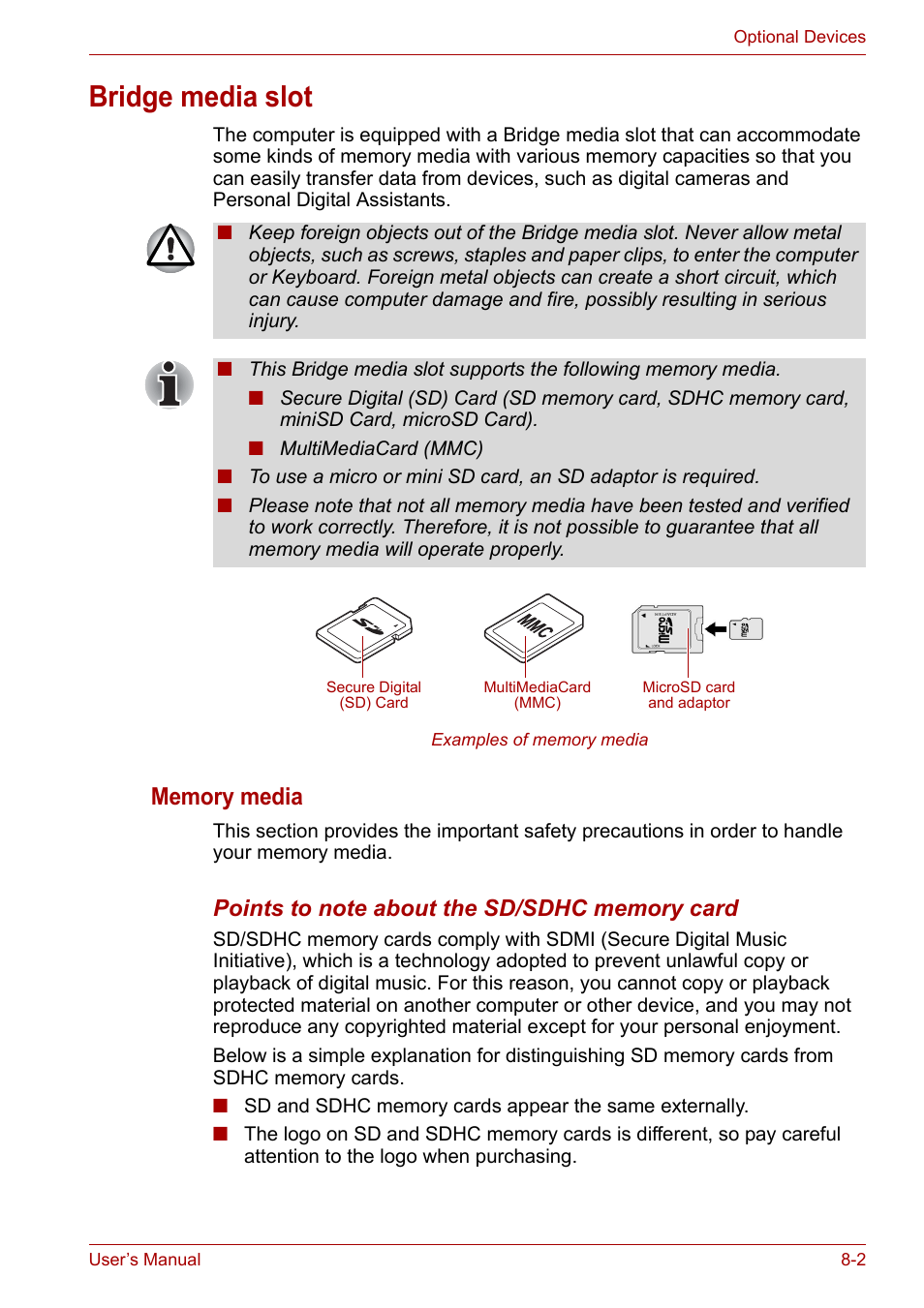 Bridge media slot, Bridge media slot -2 | Toshiba NB200 User Manual | Page 90 / 138