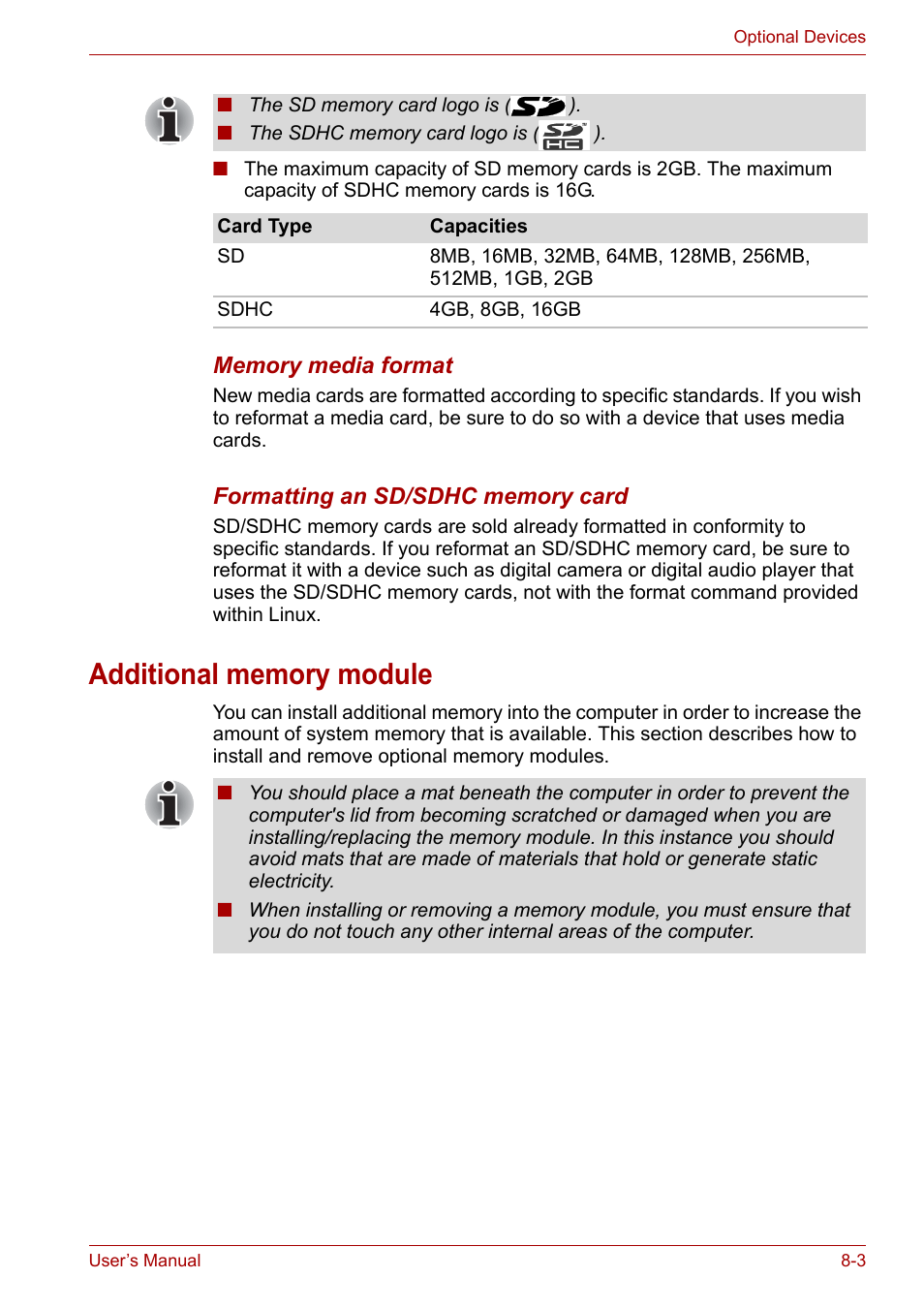 Additional memory module, Additional memory module -3, Sectio | Toshiba NB200 User Manual | Page 91 / 138