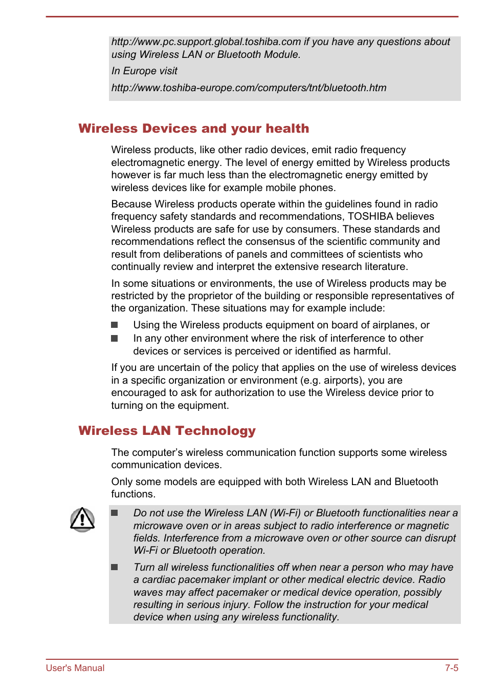 Wireless devices and your health, Wireless lan technology | Toshiba Satellite Pro R50-B User Manual | Page 106 / 126