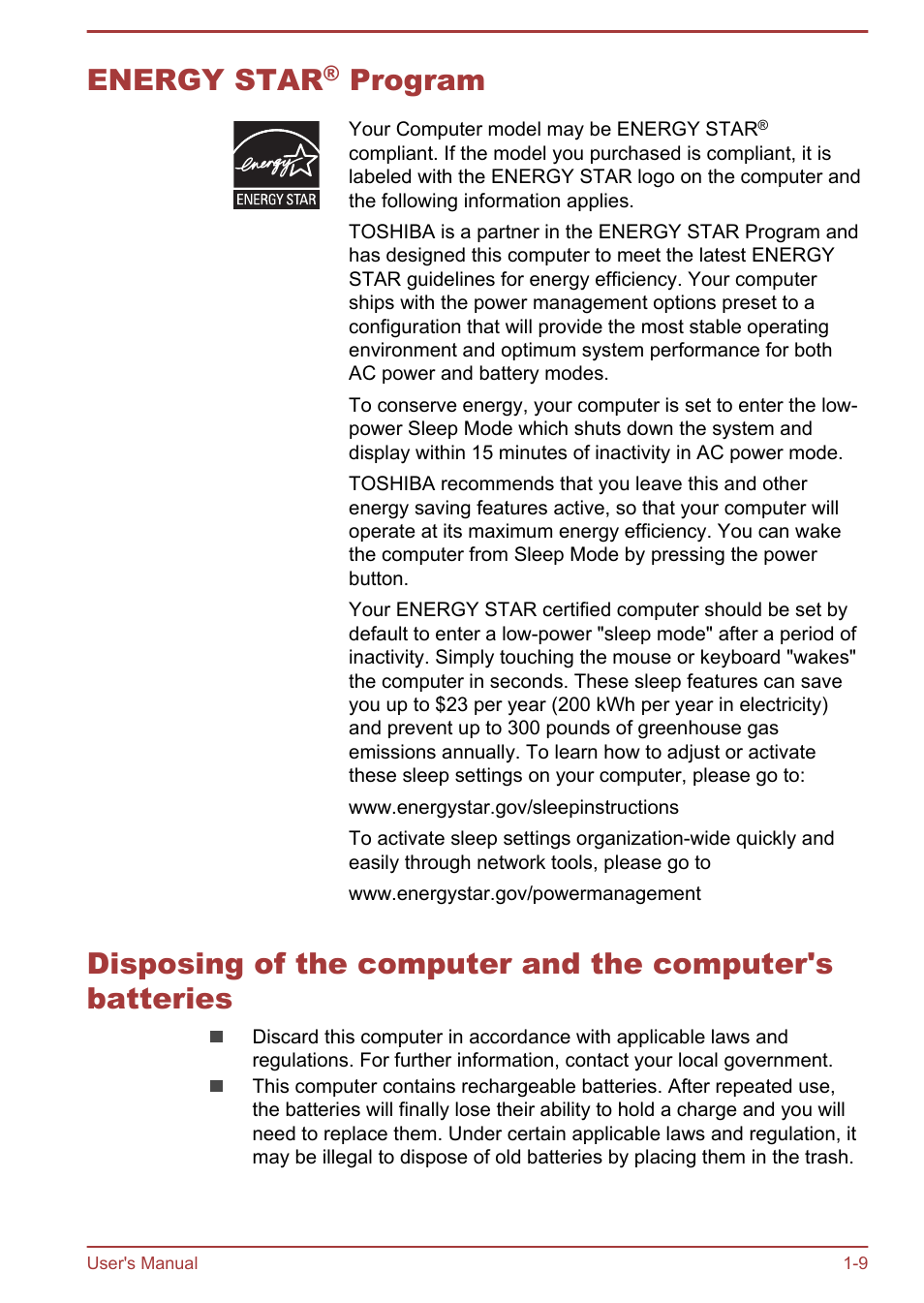 Energy star® program, Energy star, Program | Toshiba Satellite Pro R50-B User Manual | Page 12 / 126