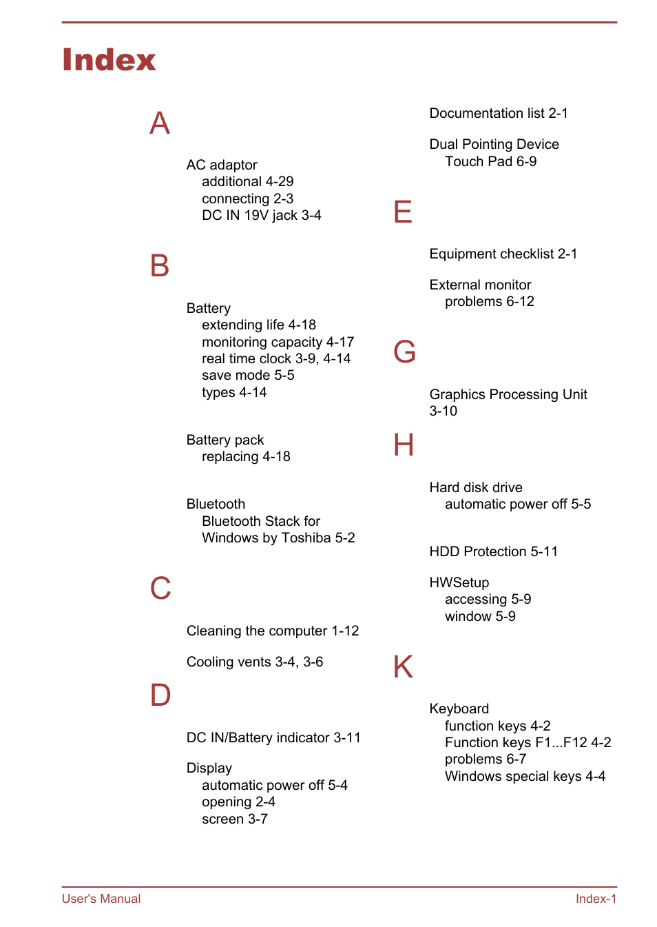 Index, Index a | Toshiba Satellite Pro R50-B User Manual | Page 124 / 126