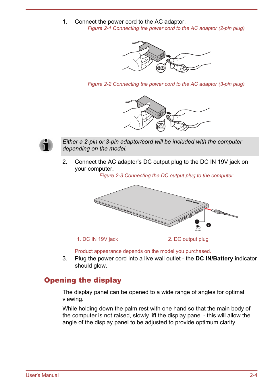 Opening the display | Toshiba Satellite Pro R50-B User Manual | Page 21 / 126
