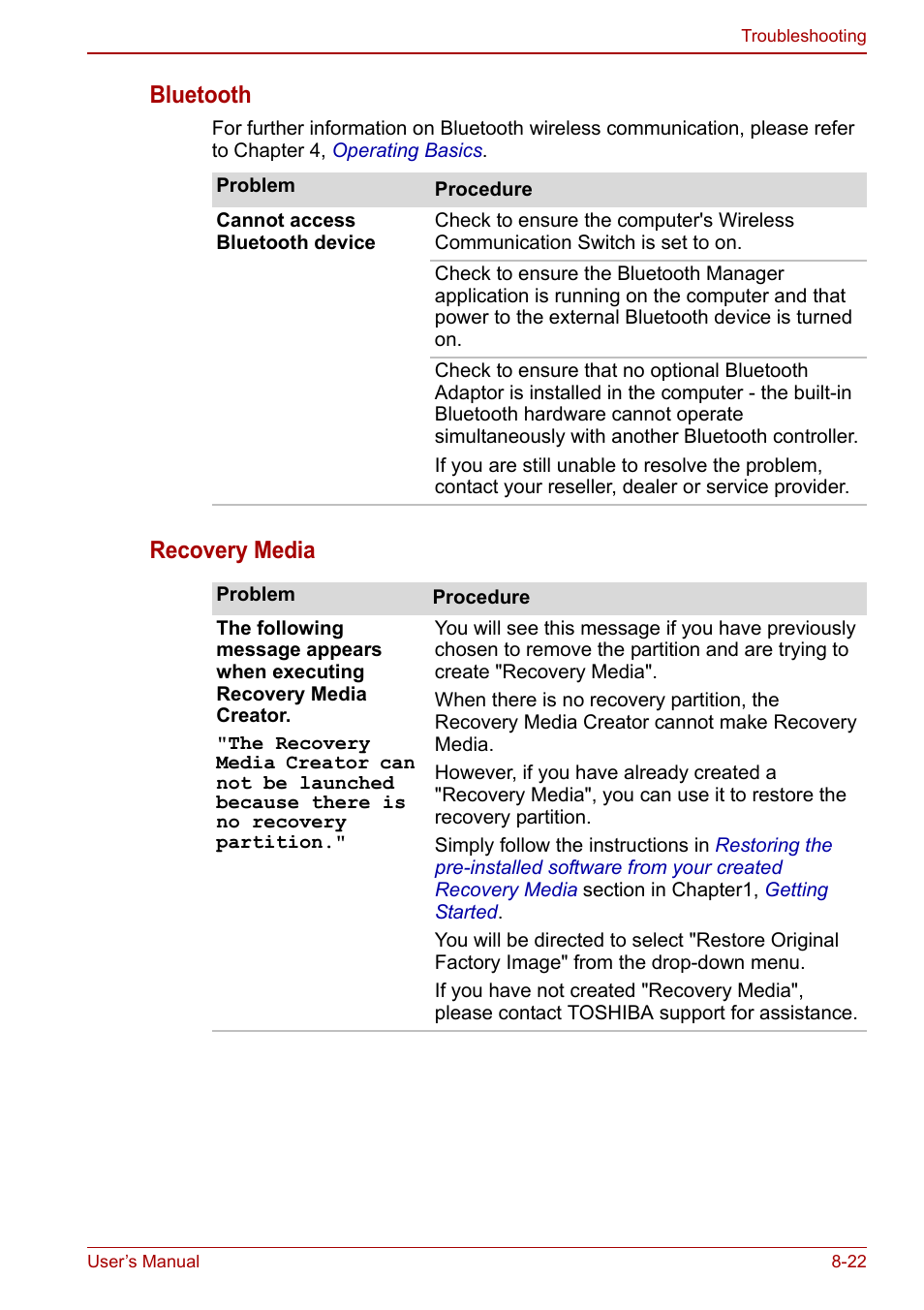 Bluetooth, Recovery media | Toshiba Tecra M11 User Manual | Page 177 / 207