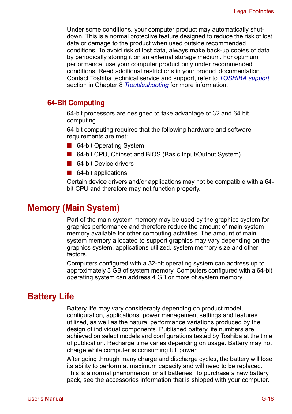 Battery life, Bit computing | Toshiba Tecra M11 User Manual | Page 198 / 207