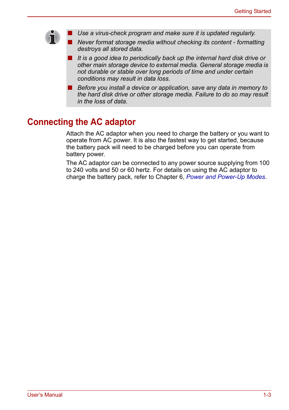 Connecting the ac adaptor | Toshiba Tecra M11 User Manual | Page 21 / 207