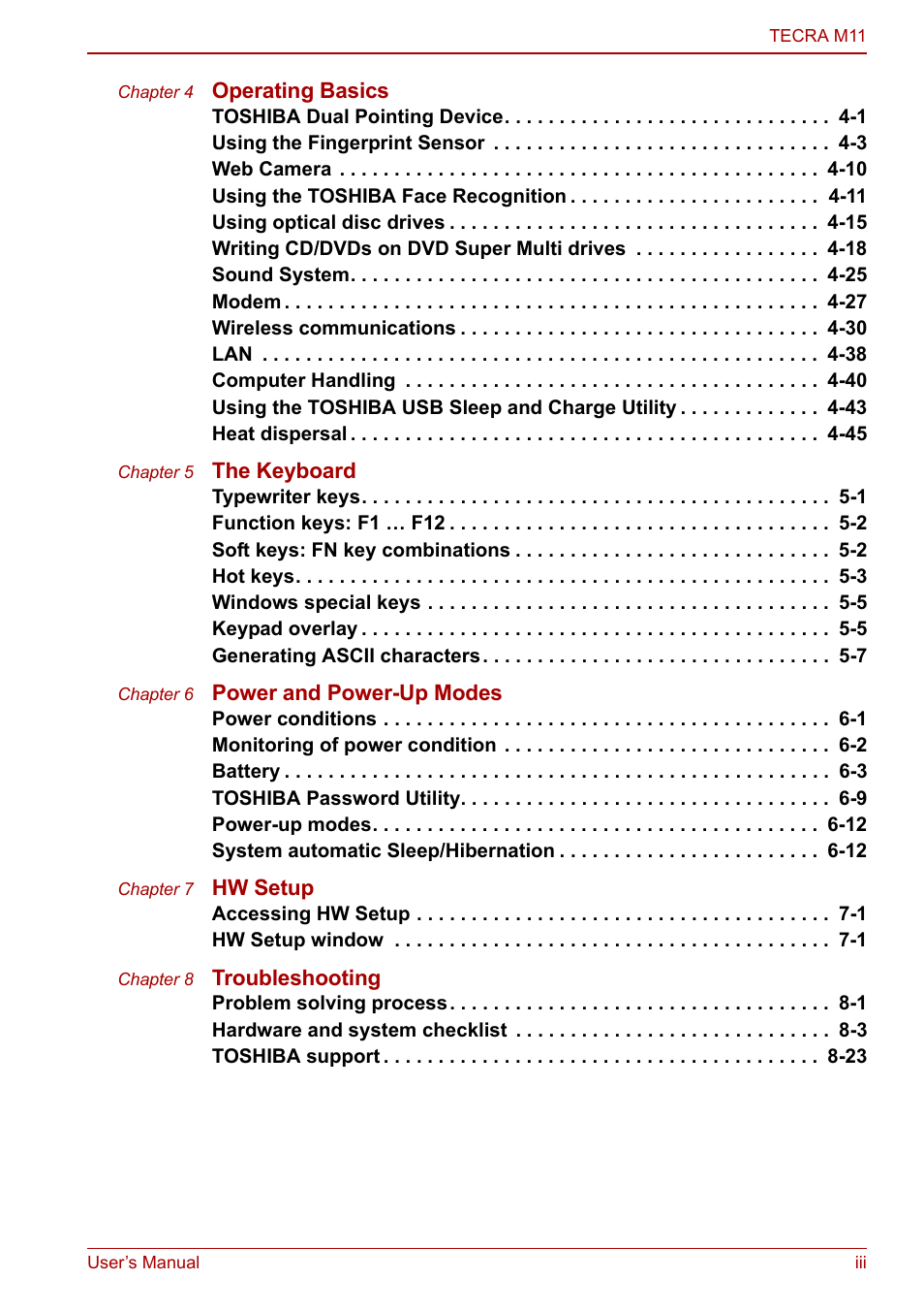 Toshiba Tecra M11 User Manual | Page 3 / 207