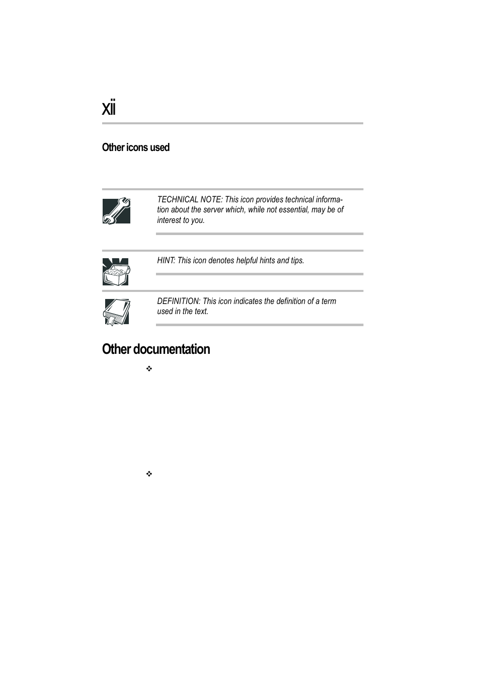 Other icons used, Other documentation | Toshiba Magnia 550d User Manual | Page 11 / 208