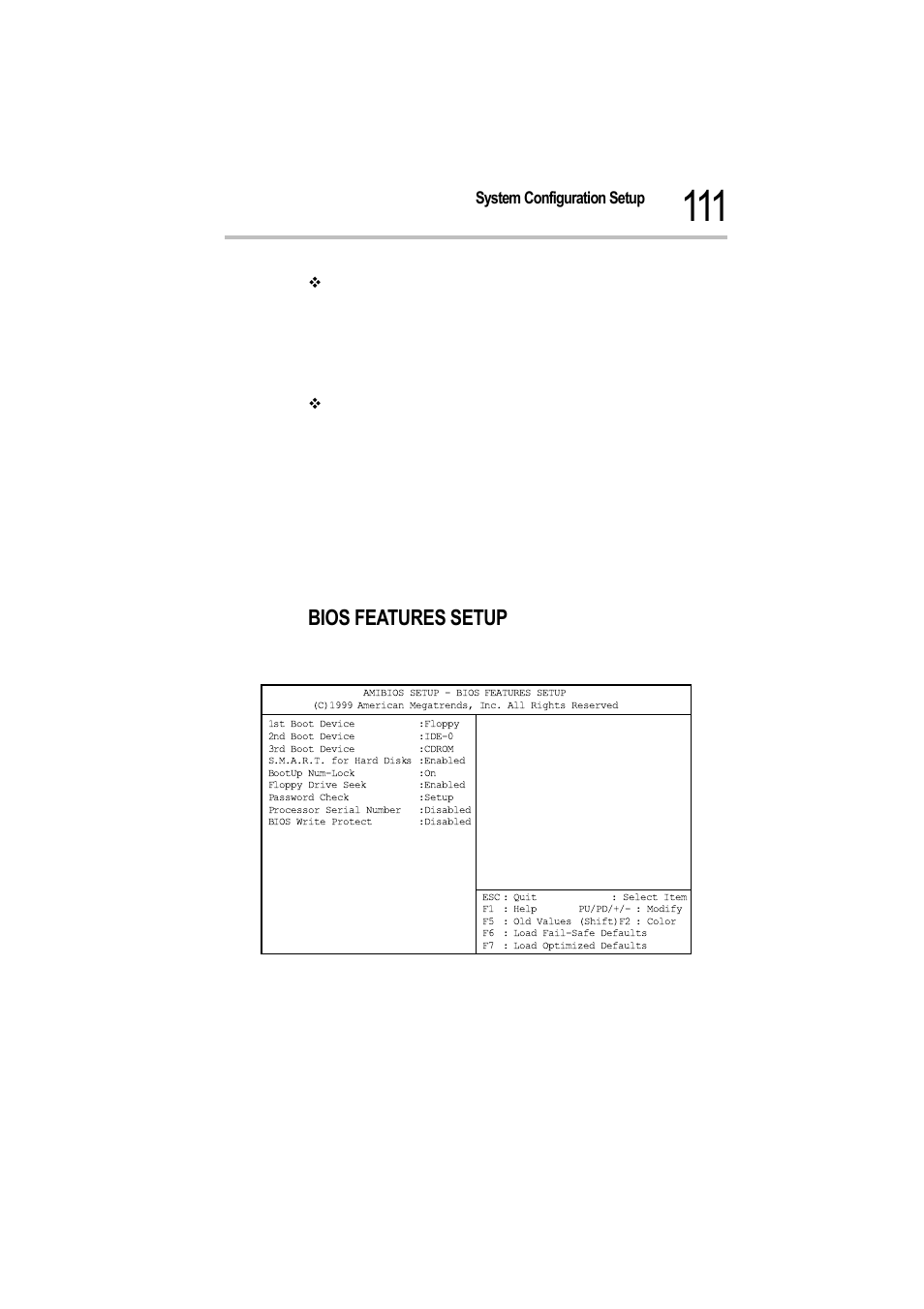 Bios features setup | Toshiba Magnia 550d User Manual | Page 127 / 208