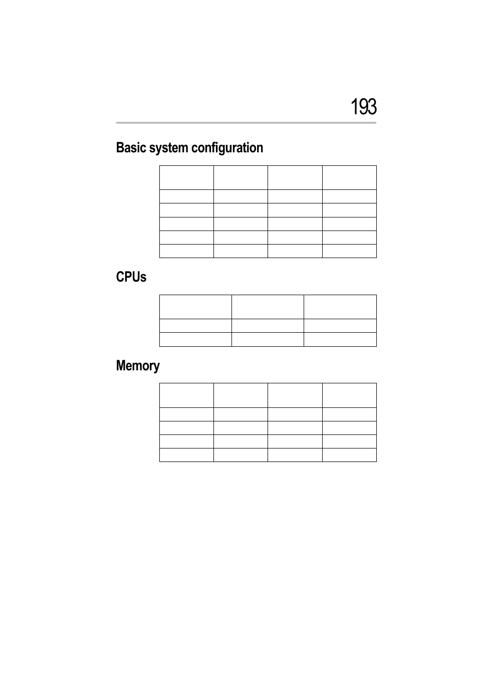 Basic system configuration, Cpus, Memory | Basic system configuration cpus memory | Toshiba Magnia 550d User Manual | Page 206 / 208