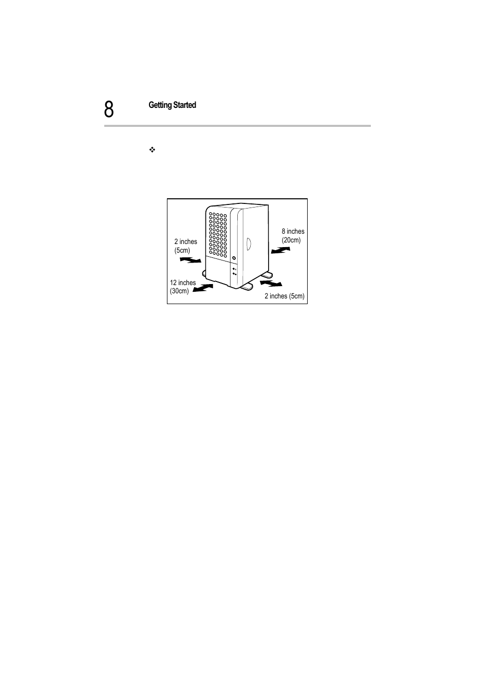 Recommended minimum clearances | Toshiba Magnia 550d User Manual | Page 25 / 208