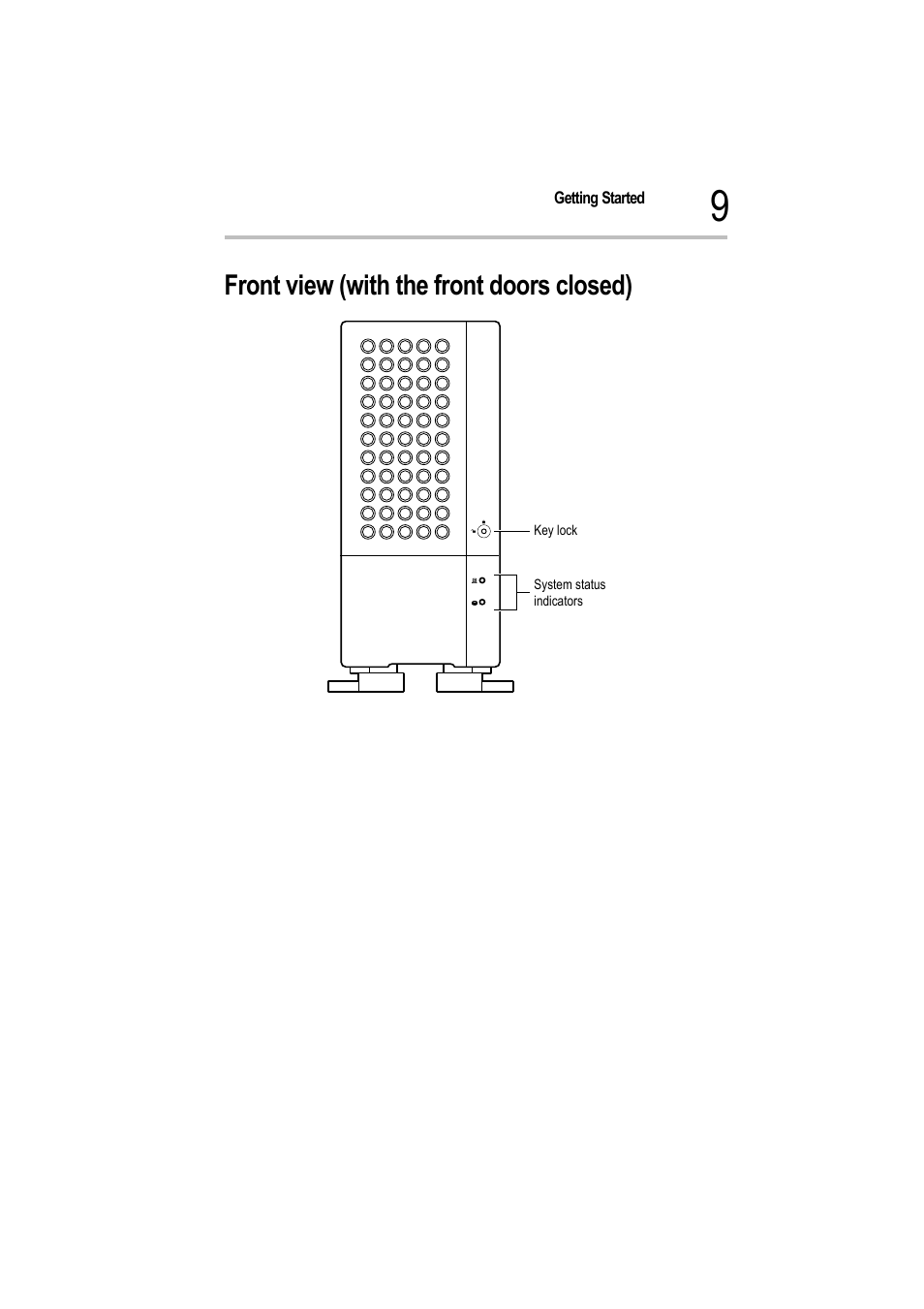 Front view (with the front doors closed), Front view with the front doors closed | Toshiba Magnia 550d User Manual | Page 26 / 208