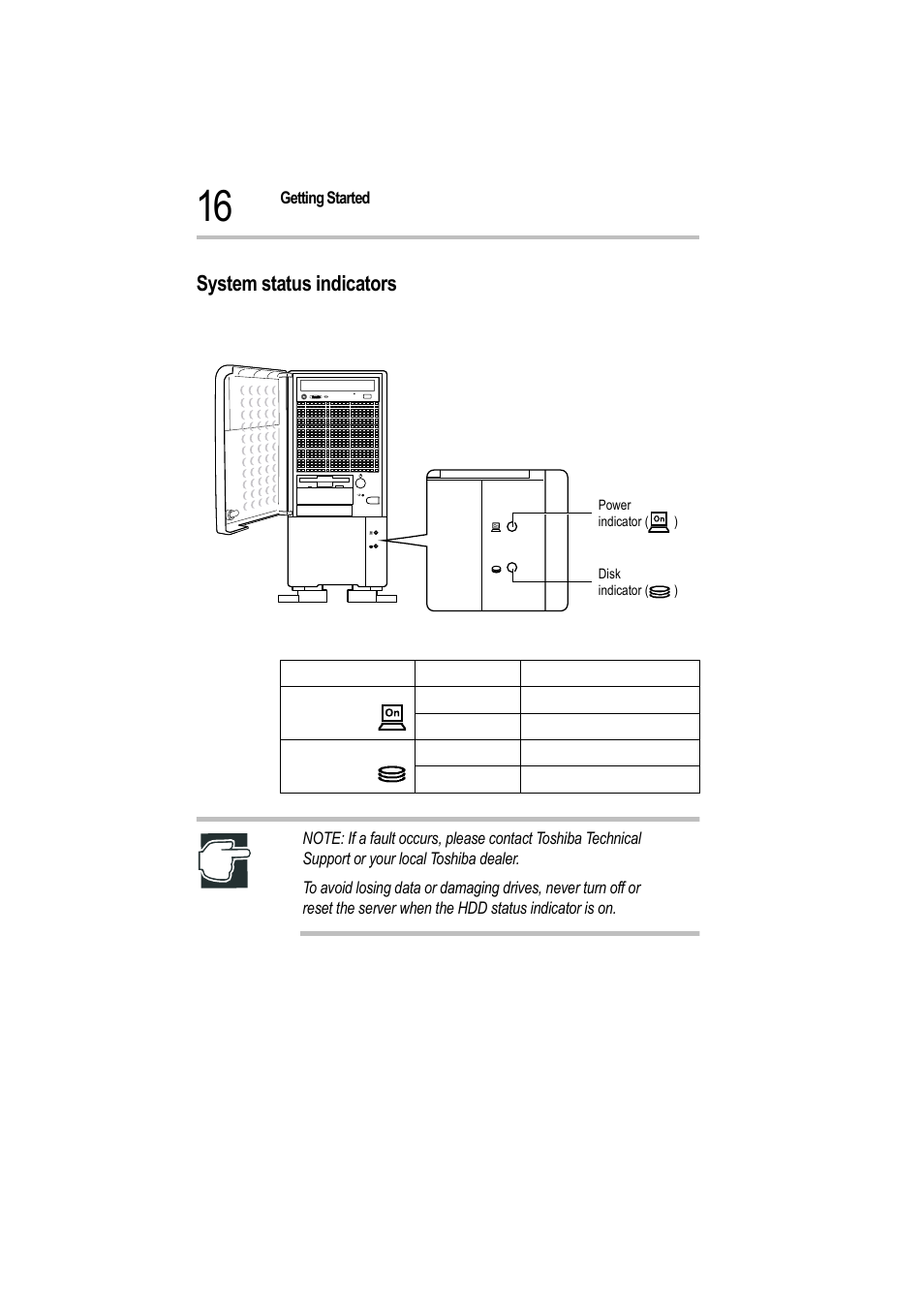 System status indicators | Toshiba Magnia 550d User Manual | Page 33 / 208