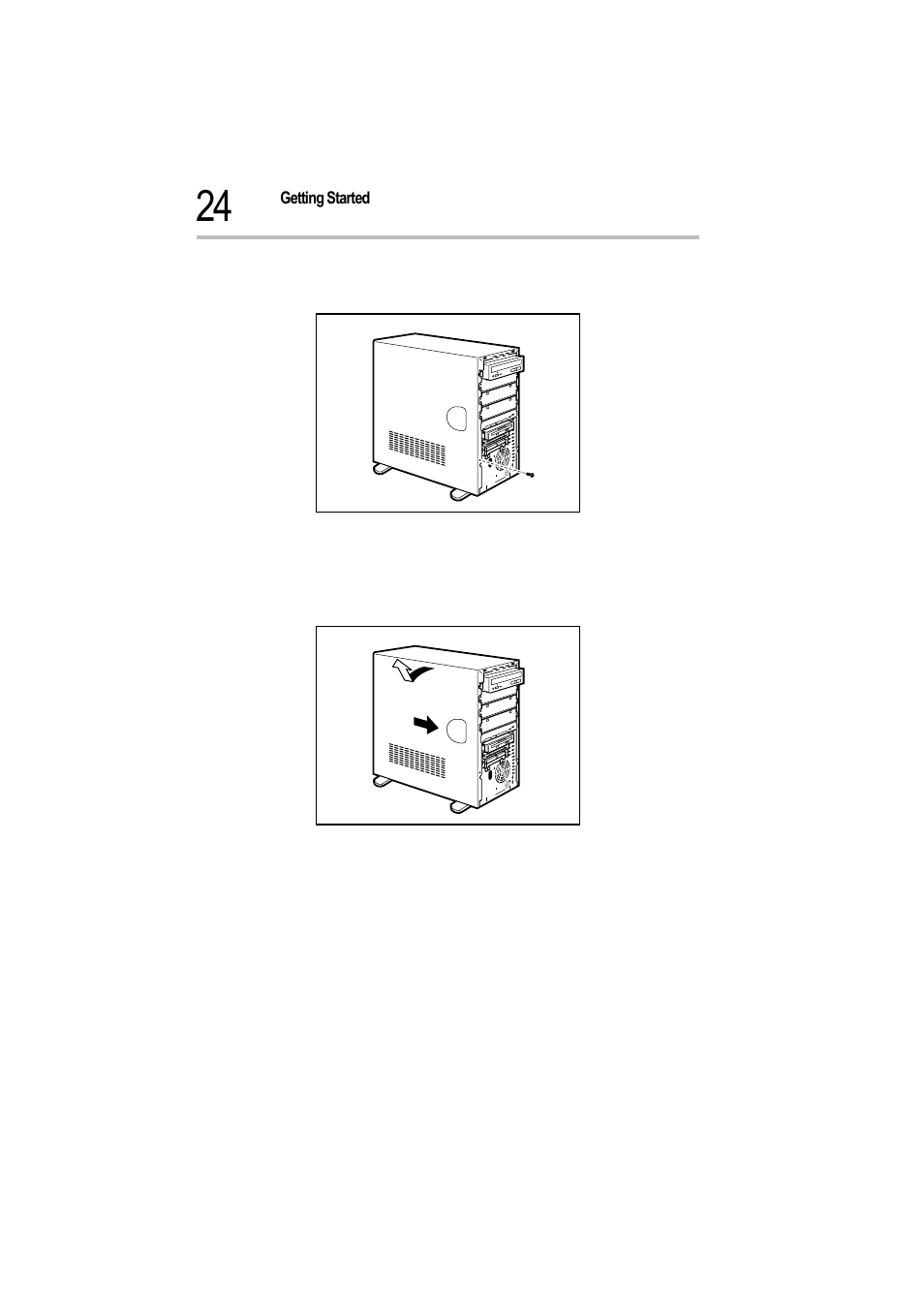 4 remove the screws securing the left-side panel, Removing the screws, Detaching the side panel | Toshiba Magnia 550d User Manual | Page 41 / 208