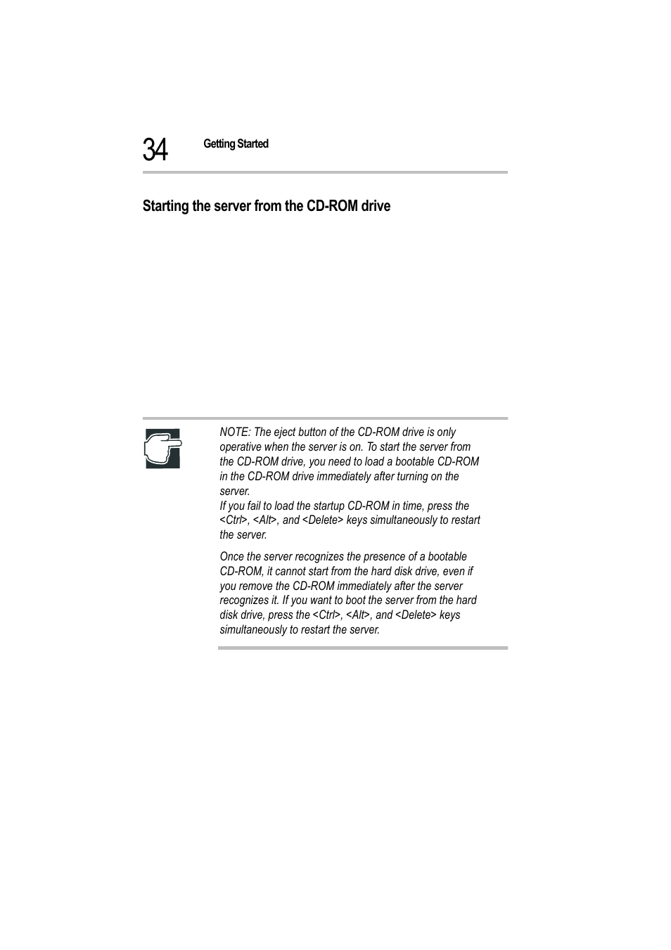 Starting the server from the cd-rom drive, 2 ensure that the floppy disk drive is empty, 3 switch on the server | Toshiba Magnia 550d User Manual | Page 51 / 208