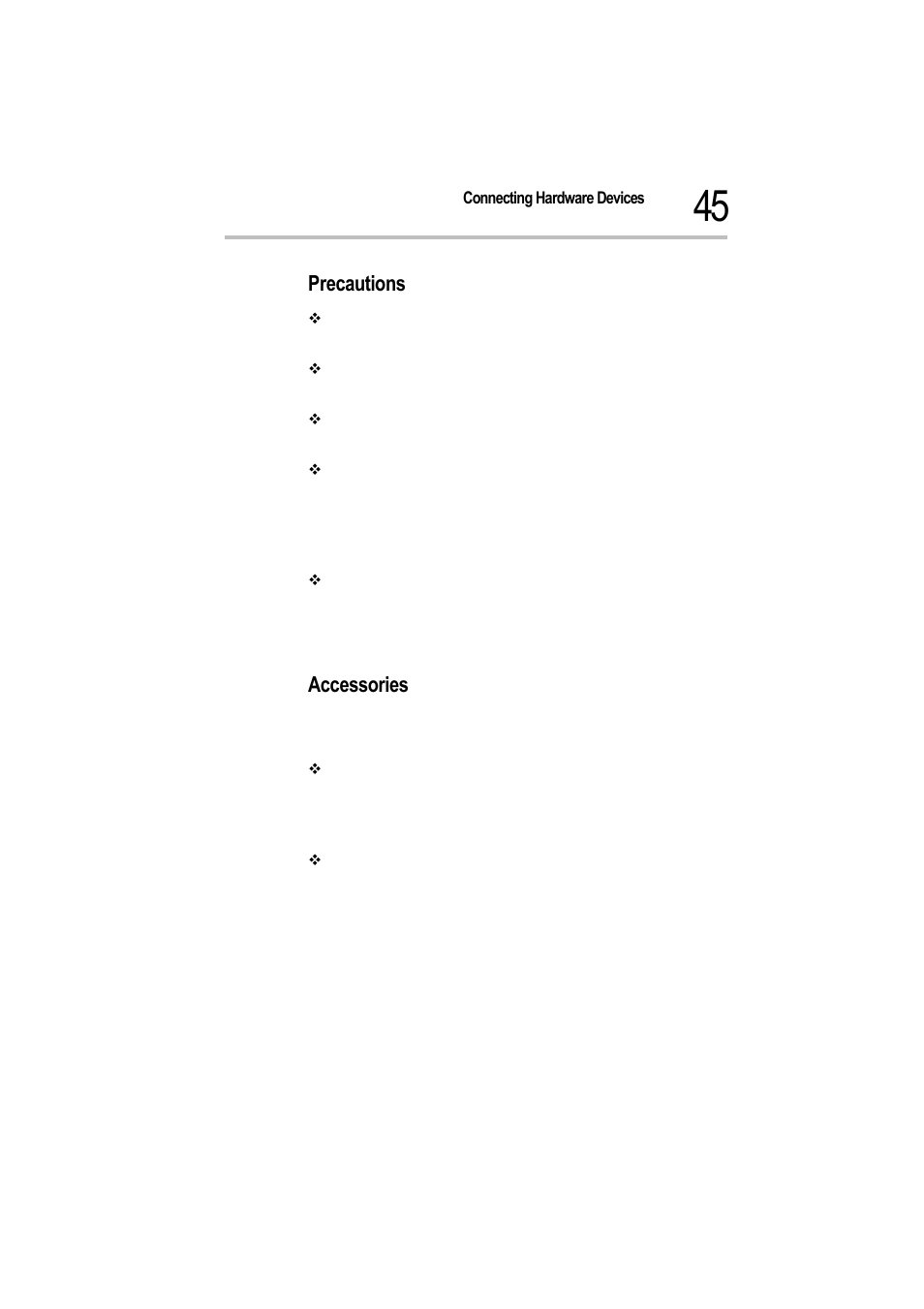 Precautions, Accessories | Toshiba Magnia 550d User Manual | Page 62 / 208