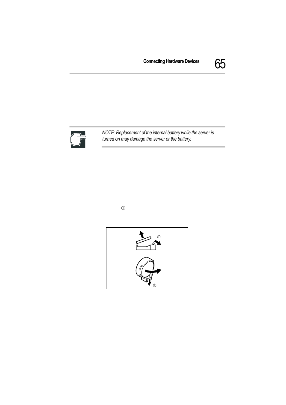 2 unplug the power cable, 3 remove the front door panel and side panel, Removing the internal battery | Toshiba Magnia 550d User Manual | Page 82 / 208