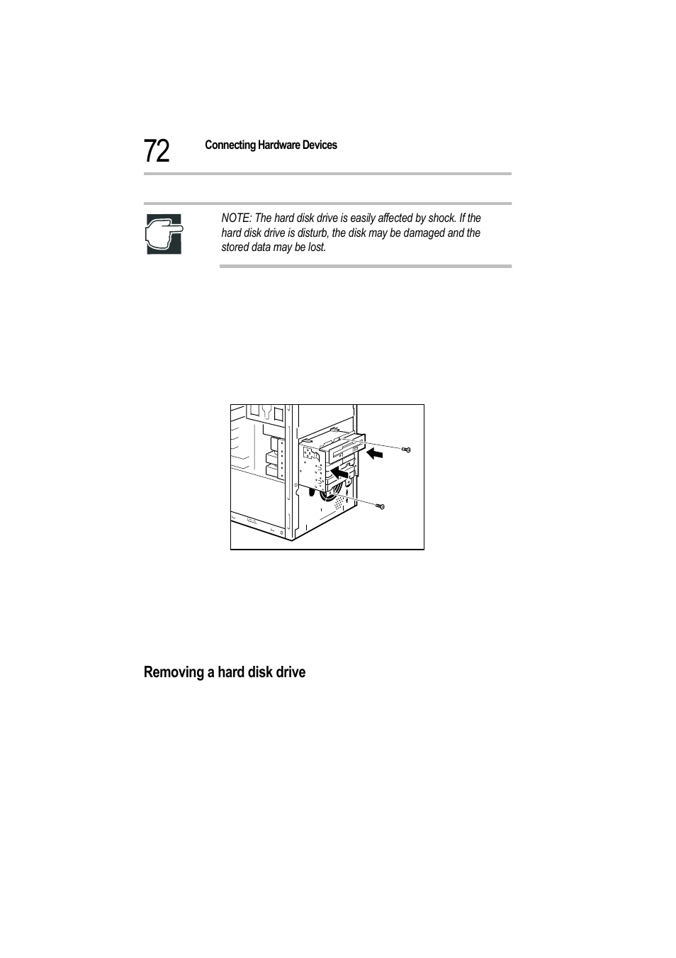 Installing the drive carrier, 11 firmly plug in the power cable and signal cable, 12 replace the side panel and front door panel | Removing a hard disk drive | Toshiba Magnia 550d User Manual | Page 89 / 208