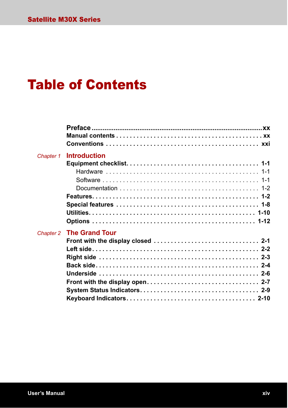 Toshiba SATELLITE M30X User Manual | Page 14 / 155