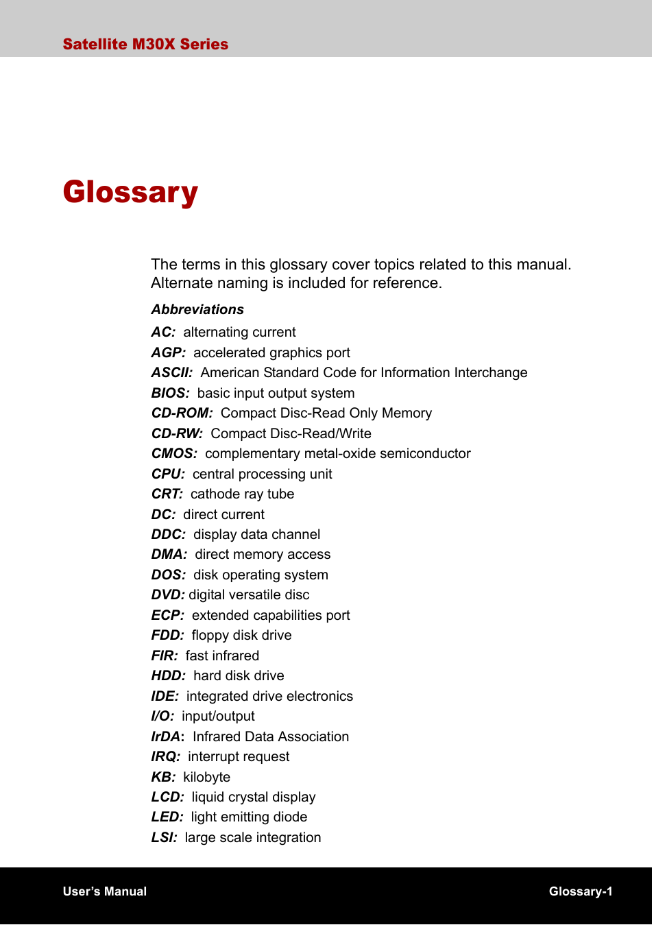 Glossary, E glossary, Ed in the glossary | Toshiba SATELLITE M30X User Manual | Page 148 / 155